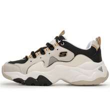 Skechers 女奶蓋熊運動鞋厚底增高老爹鞋輕便休閒鞋熊貓鞋 - 自然色/黑色 - 查看 1