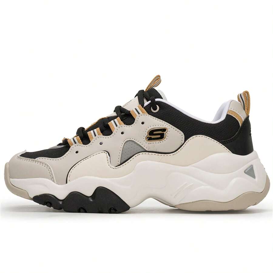 Skechers 女奶蓋熊運動鞋厚底增高老爹鞋輕便休閒鞋熊貓鞋 - 自然色/黑色 - 查看 1