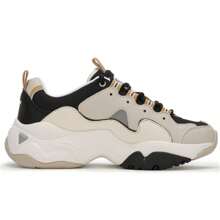 Skechers 女奶蓋熊運動鞋厚底增高老爹鞋輕便休閒鞋熊貓鞋 - 自然色/黑色 - 查看 2