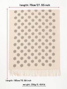 1 件女式仿羊绒花卉印花流苏长围巾 - 彩色 - 查看 7