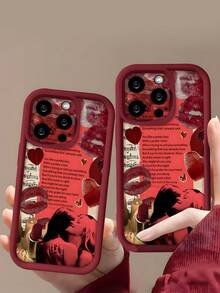 Ốp lưng điện thoại chống sốc chống nước in hình môi cá nhân thời trang cổ điển 1 chiếc & họa tiết ôm hôn mờ TPU mềm chống sốc tương thích với iPhone - Nhiều màu - Xem 2