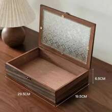1 Peça Caixa de Armazenamento de Vidro com Tampa de Madeira Vintage, Organizador de Mesa, Caixa de Exibição e Armazenamento de Joias