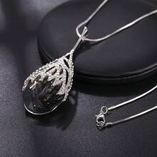 1 pieza Nuevo collar largo de suéter con dije de cristal artificial en forma de gota de agua de moda, regalo de joyería, para el atuendo diario de las mujeres