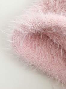 1 件装长发护耳帽，时尚彩色编织无檐便帽，女士保暖针织帽，秋冬季，新款撞色毛绒针织帽带护耳 - 彩色 - 查看 11