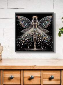 1 套蝴蝶仙子图案十字绣绘画套件，DIY 线工艺品，混色优质线，11CT 十字绣装饰画设计，全套家居装饰刺绣工艺品，适用于客厅、书房、卧室，无框 - 彩色 - 查看 4