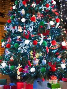 2 个圣诞绒球，白绿红绒球花环，圣诞节 DIY 圣诞装饰，创意工艺品装饰，可爱悬挂毛毡球红白绿绒球珠饰串横幅花环教室家庭墙壁派对悬挂花环横幅，适用于圣诞派对装饰道具，节日装饰，圣诞树悬挂装饰，家庭墙壁悬挂装饰 - 彩色 - 查看 5