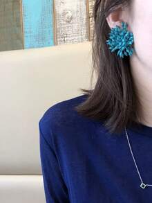 2 件女士烟花多肉植物多色耳环时髦珠宝 S925 银针适合派对婚礼圣诞节新年生日礼物日常佩戴送给女朋友的礼物，节日礼物，适合日常佩戴，情人节礼物，约会佩戴，日常购物佩戴，电影佩戴，适合男女最好的朋友礼物，蝴蝶结耳环，妈妈，情侣礼物，最好的朋友 - 彩色 - 查看 3