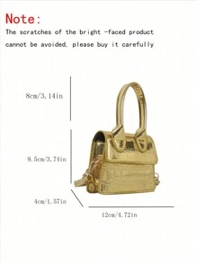 Mini Kids Solid Mirrored Crocodile Embossed Handbag & Crossbody Bag (Note: Bright Surface Products May Have Inevitable Scratches, Please Purchase Carefully)