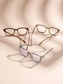 Bộ 3 kính dành cho nữ, kính Ray không cần toa cỡ lớn, gọng kính đọc sách, máy tính, mọi mùa, phù hợp với khuôn mặt tròn/to - màu đen - Xem 3