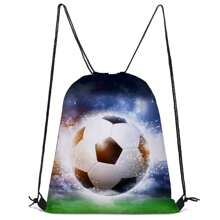 3D 打印足球主题捆绑口袋、彩色抽绳背包、运动健身训练储物袋 - 足球 - 查看 11