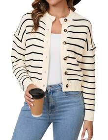 Womens Causal Cardigan Sweater - 杏色 - 查看 1