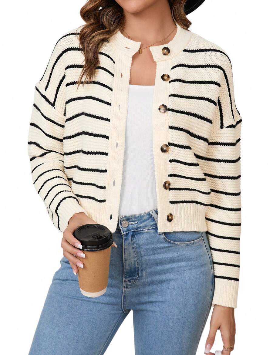 Womens Causal Cardigan Sweater - 杏色 - 查看 1