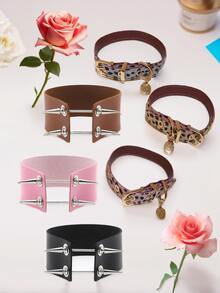 2 件套万圣节朋克摇滚叛逆女士双条尖刺皮革豹纹毛绒猫爪颈链套装圣诞节 - 彩色 - 查看 11