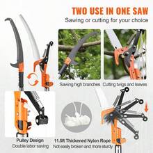 Manual Pole Saw - 7.3 To 27 Ft Extendable. Sharp Steel Blade For High Branches Trimming. Manual Branch Trimmer With Lightweight 8 Fiberglass Handles. Ideal For Pruning Palms And Shrubs. - 27 英尺雙鉤鋸 + 備用刀片 + 剪刀 - 查看 7