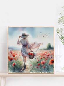 1 套美丽图案十字绣绘画套件，11CT 线艺术针线活 DIY，十字绣面料帆布艺术品工艺设计，手工刺绣印刷用品包适用于家庭墙壁装饰和礼物（无框） - 彩色 - 查看 3