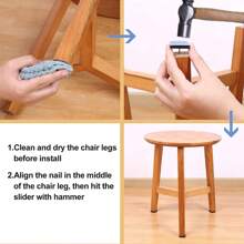 8 Packs Chair Sliders, 1"/2.5cm Square Furniture Glide Nail On Furniture Feet Slider, PTFE Chair Leg Floor Protector For Hardwood Dinning Wooden Furniture, Magic Chair Leg Pad (1", 8pcs)