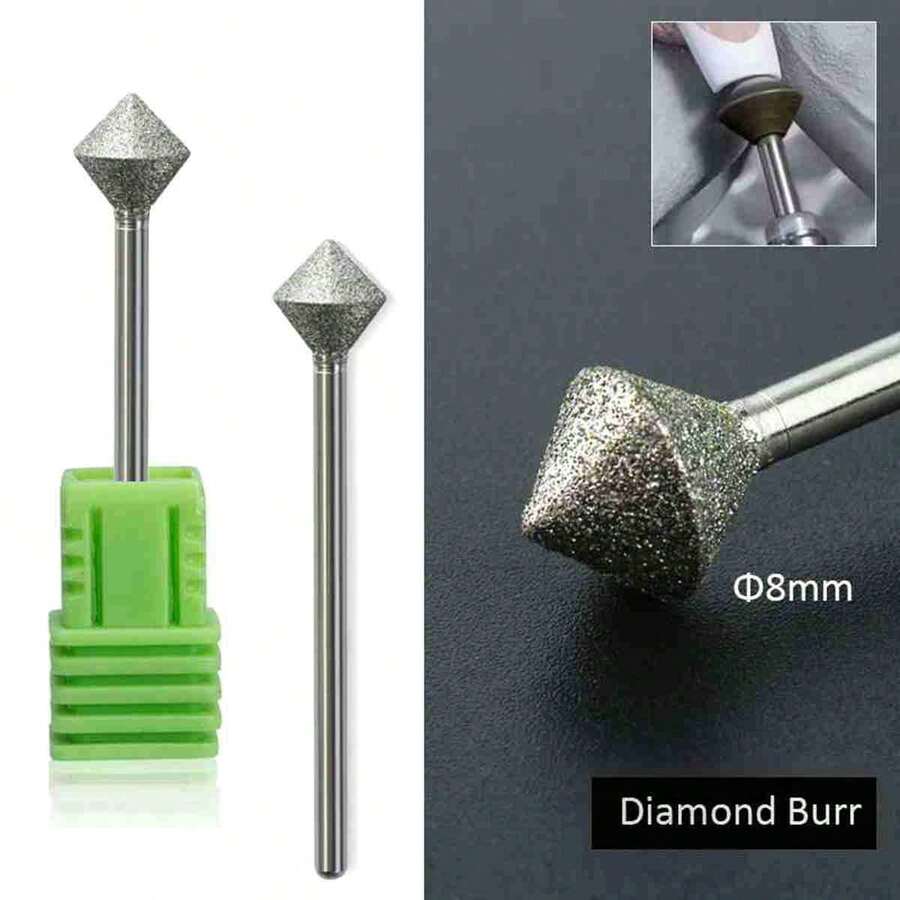8mm Rhombus Nail Drill Bits Diamond EFiles Bit Round Edged Manicure