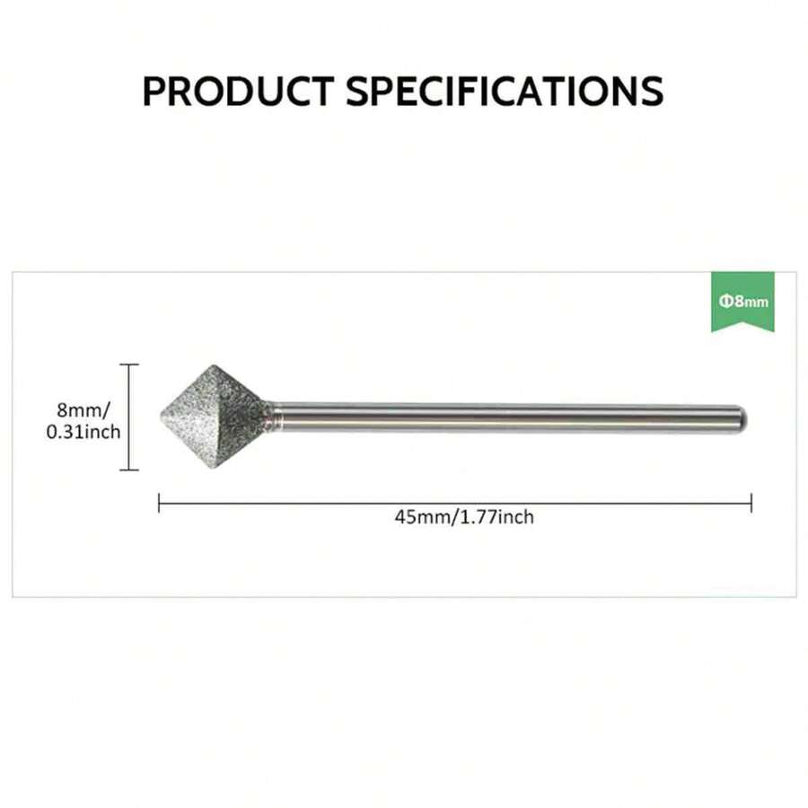 8mm Rhombus Nail Drill Bits Diamond EFiles Bit Round Edged Manicure