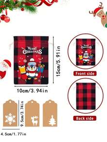 6/12 件圣诞粗麻布礼品袋、圣诞水牛格子束口袋、圣诞黄麻亚麻粗麻布束口袋，适用于圣诞礼物、圣诞装饰品、圣诞派对礼物、圣诞礼物、秘密圣诞老人；圣诞节、圣诞包装纸、圣诞装饰品；圣诞糖果盒、礼品包装、圣诞礼物；情人节礼物、圣诞前夜礼盒、圣诞礼物 - 彩色 - 查看 5