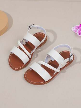 Sandali alla moda di colore unito, con punta aperta, adatti per ragazze, traspiranti e leggeri, ideali per primavera ed estate