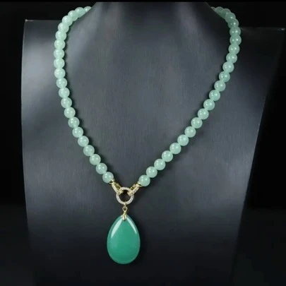 1Pc Natural Crystal Agate Round Bead Drop Necklace, Bracelet, Earrings Set, Quartz Emerald Sweater Necklace, Chakra Beaded Necklace, All Hand-Carved, Male And Female Couples Fashion Necklace, Meaning Peace, Freedom, Wealth, Family Happiness, Suitable For Family Gifts, Christmas And Various Holiday Party Gifts, Crystal Gifts (Random Gift: Gift Box)