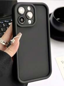 Prostota Modne Podniesione Krawędzie Ochrona Premium Teksturowane Czarne Miękkie Silikonowe Etui na Telefon z Ochroną Aparatu Kompatybilne z Samsung Galaxy I kompatybilne z serią Odporna na wstrząsy Tylna Obudowa Telefonu z TPU