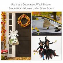 Wedding Broom For Jumping Ceremony, Jumping The Broom For Wedding, Decorative Broom DIY With Ribbons Faux Pearl Roses - White - View 5