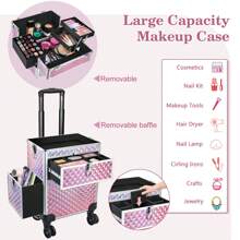 4 In 1 New Upgrade Makeup Rolling Case For Travel Storage Bag,Makeup Bag,Cosmetic Bag,Vacation Organizer,Large Capacity Makeup Organizer Makeup Case, For Lipstick, Brush, Skincare, Mobile Phone, Coin, Small Items, For Home,Gift,Vacation And Festival Halloween Christmas Multifunctional Use