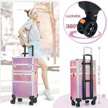 4 In 1 New Upgrade Makeup Rolling Case For Travel Storage Bag,Makeup Bag,Cosmetic Bag,Vacation Organizer,Large Capacity Makeup Organizer Makeup Case, For Lipstick, Brush, Skincare, Mobile Phone, Coin, Small Items, For Home,Gift,Vacation And Festival Halloween Christmas Multifunctional Use