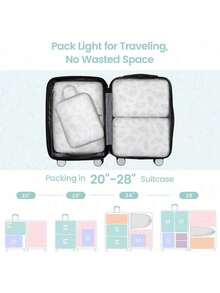 Large Packing Cubes For Travel-Extra Large Compression Packing Cube Luggage Organizers 6/7 Piece Set-Ultralight, Expandable/Compression Bags For Clothes By Combond Travel Gear - 11 Kết cấu hình giọt nước màu trắng - Xem 4