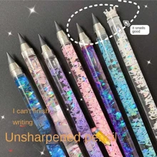 彩色液体粉笔笔 优雅设计 适合小学生 免削铅笔 文具礼盒套装 多彩液体粉笔笔 小学生及幼儿园学生专用 HB 自动铅笔 免擦除彩色铅笔 INS 风格永恒铅笔 - 藍色皇冠款流沙永恆鉛筆 - 查看 1