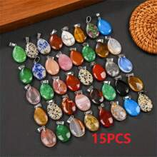 15/20/30pcs Natural Stone Charm Pendant, Various Styles Like Teardrop & Heart Shape, Suitable For Jewelry Making Valentines
