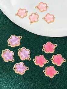 5 件/包合金贝壳五瓣花和三叶草多色金色吊坠，DIY 项链和手链饰品，送给朋友和家人的礼物 - 彩色 - 查看 3