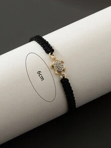 1 chiếc vòng tay đính đá hình con rùa và trái tim nhỏ phong cách cặp đôi màu đen và trắng, dành cho cả nam và nữ - Đen và trắng - Xem 3