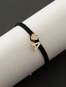 1 chiếc vòng tay đính đá hình con rùa và trái tim nhỏ phong cách cặp đôi màu đen và trắng, dành cho cả nam và nữ - Đen và trắng - Xem 5