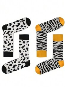 2 đôi tất dài đến giữa bắp chân thời trang và đa năng dành cho nam và nữ, phù hợp với mọi mùa - Nhiều màu - Xem 7