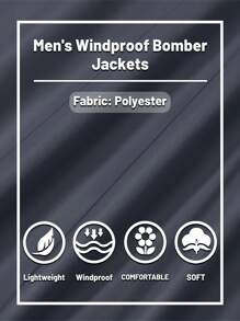 FASBUCO Men's Lightweight Windbreaker Thin Bomber Coat With Full Zipper And Pockets For Spring And Autumn