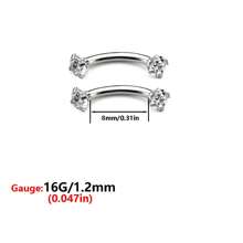ADYJELY 2/3 pezzi di anelli per sopracciglia, piercing, in acciaio inossidabile ipoallergenico con gemme di zirconia cubica (3mm), filettatura interna, chiodi per labbra/sopracciglia curvi CZ, cartilagine, conchiglia, tragus, orecchini da piercing, decorazione per corpo, taglia 16G, lunghezza 6mm, 8mm, 10mm, adatto per donne e uomini'