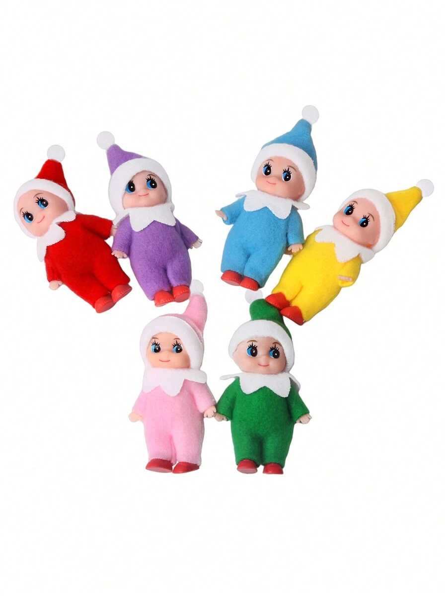 圣诞娃娃架子保姆小雕像，PVC 和毛毡面料娃娃，派对装饰迷你礼物 - 彩色 - 查看 1