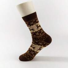 5 双秋冬羊毛袜，舒适柔软袜子，驯鹿提花中筒袜，女士款，保暖吸湿排汗 - 彩色 - 查看 4