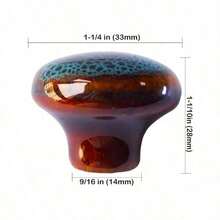 复古圆形橱柜把手 釉面陶瓷圆形梳妆台抽屉把手，仿古抽屉拉手 家居装饰门把手 - 藍色 - 查看 2