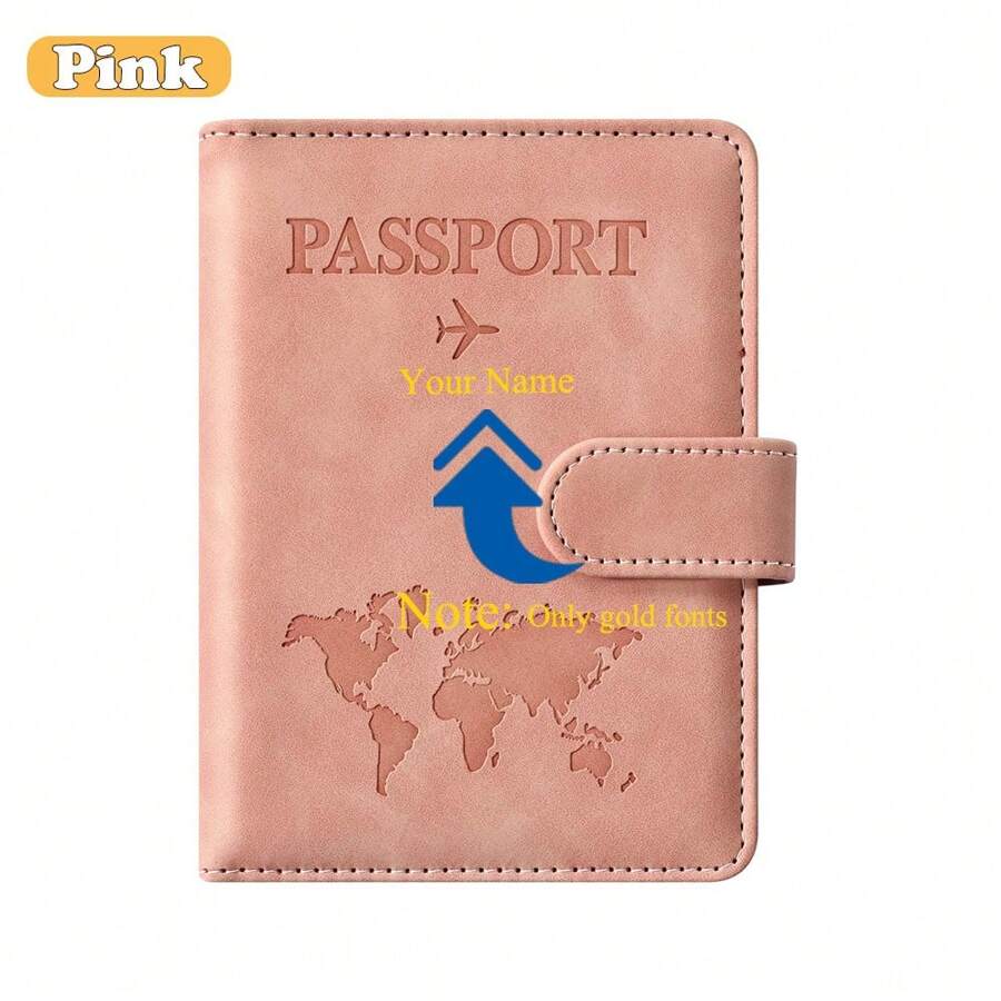 [Tùy chỉnh] Combo đựng hộ chiếu và thẻ tiêm chủng, Bao đựng hộ chiếu có khe cắm thẻ tín dụng và khe cắm thẻ lên máy bay, Phụ kiện du lịch bằng da chống RFID - Hồng - Xem 1