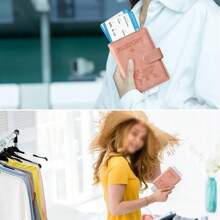 [Tùy chỉnh] Combo đựng hộ chiếu và thẻ tiêm chủng, Bao đựng hộ chiếu có khe cắm thẻ tín dụng và khe cắm thẻ lên máy bay, Phụ kiện du lịch bằng da chống RFID - Hồng - Xem 6