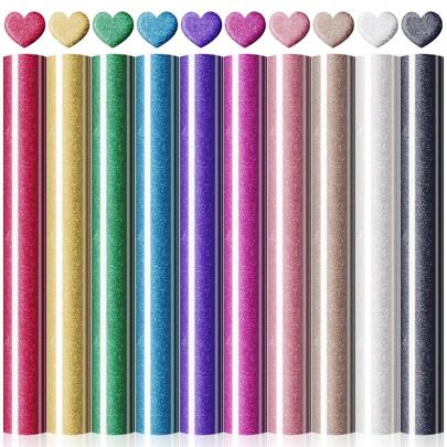 10 piezas de vinilo con brillo y relieve 3D para transferencia térmica, vinilo con brillo para camisetas, gorras, almohadas, sudaderas, suministros de tela DIY