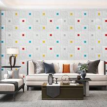 10 件自粘式 3D 浮雕防水墙贴，XPE 泡沫板，适用于客厅、卧室背景墙装饰、天花板墙纸，可自由裁剪 - 彩色 - 查看 4