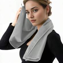 1pc Portable Solid Color Quick-Dry Sports Towel, Soft Absorbent Bath Towel, Multi-Functional Outdoor Camping Travel Towel - Light Grey - View 2