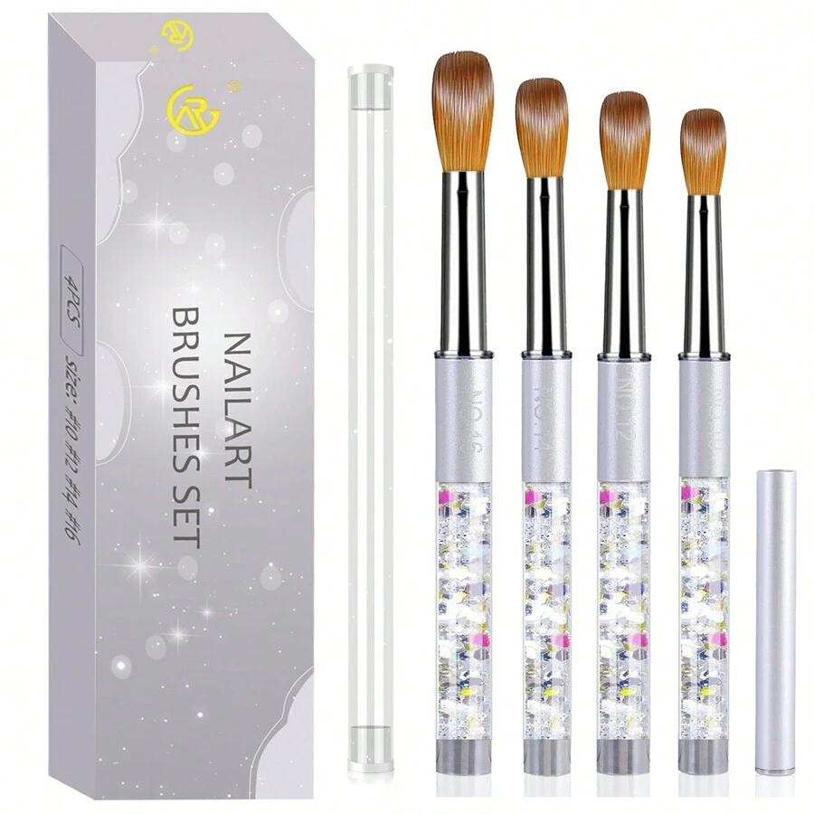 .Bộ 4 cọ vẽ móng tay Acrylic Cọ bột Acrylic Cọ gel nối dài Poly Bút khắc sơn móng tay cho phụ nữ tại nhà Solon Cọ vẽ móng nghệ thuật tự làm Bút vẽ móng tay, Quà tặng Giáng sinh, Thích hợp cho người mới bắt đầu và tiệm làm móng chuyên nghiệp
