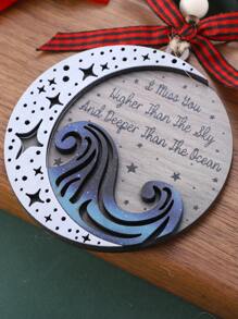 我对你的思念比天空更高，比海洋更深，新月海浪装饰，海滩海洋装饰，纪念礼物 2 层木制装饰，树上挂饰，家居饰品装饰，圣诞礼物 - 彩色 - 查看 10