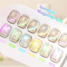 MEET ACROSS Bộ sơn móng tay dạng gel Aurora Cat Eye 1/7/9 chiếc, Sơn móng tay dạng gel Aurora Cateye màu xanh lam, Hiệu ứng Holographic Cateye sáng bóng, Keo dán móng dạng gel từ tính bán vĩnh viễn 7ML, Gel UV LED ngâm lâu trôi, Đồ dùng làm móng, Làm móng nghệ thuật, Làm móng tại nhà, Quà tặng cho phụ nữ - Nhiều màu - Xem 3