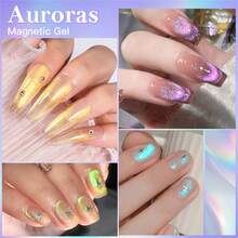 MEET ACROSS Bộ sơn móng tay dạng gel Aurora Cat Eye 1/7/9 chiếc, Sơn móng tay dạng gel Aurora Cateye màu xanh lam, Hiệu ứng Holographic Cateye sáng bóng, Keo dán móng dạng gel từ tính bán vĩnh viễn 7ML, Gel UV LED ngâm lâu trôi, Đồ dùng làm móng, Làm móng nghệ thuật, Làm móng tại nhà, Quà tặng cho phụ nữ - Nhiều màu - Xem 7